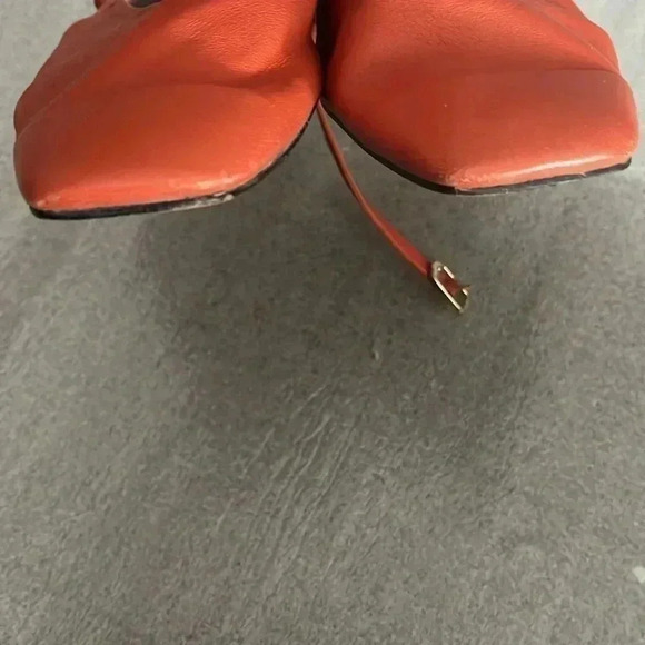 [38/7]Zara Burnt Orange red Slingback Genuine Leather 1508/610 flats Mule Sandal - Picture 5 of 6